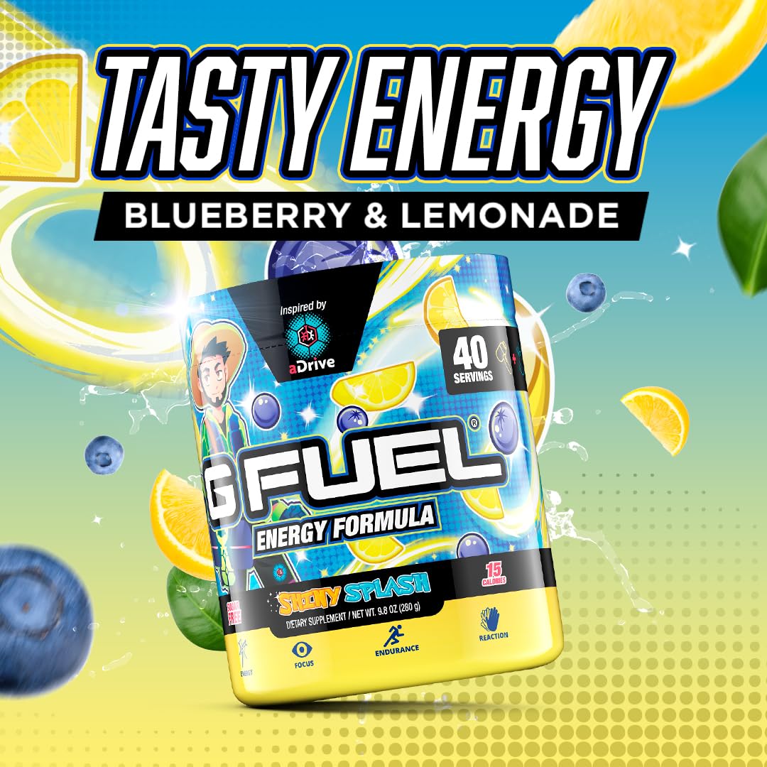 G Fuel aDrive prepared drink glass highlights vibrant flavor and hydration during play.