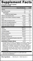 G Fuel Dragon Ball Z Berry Medley label closeup highlighting vitamin and antioxidant blend