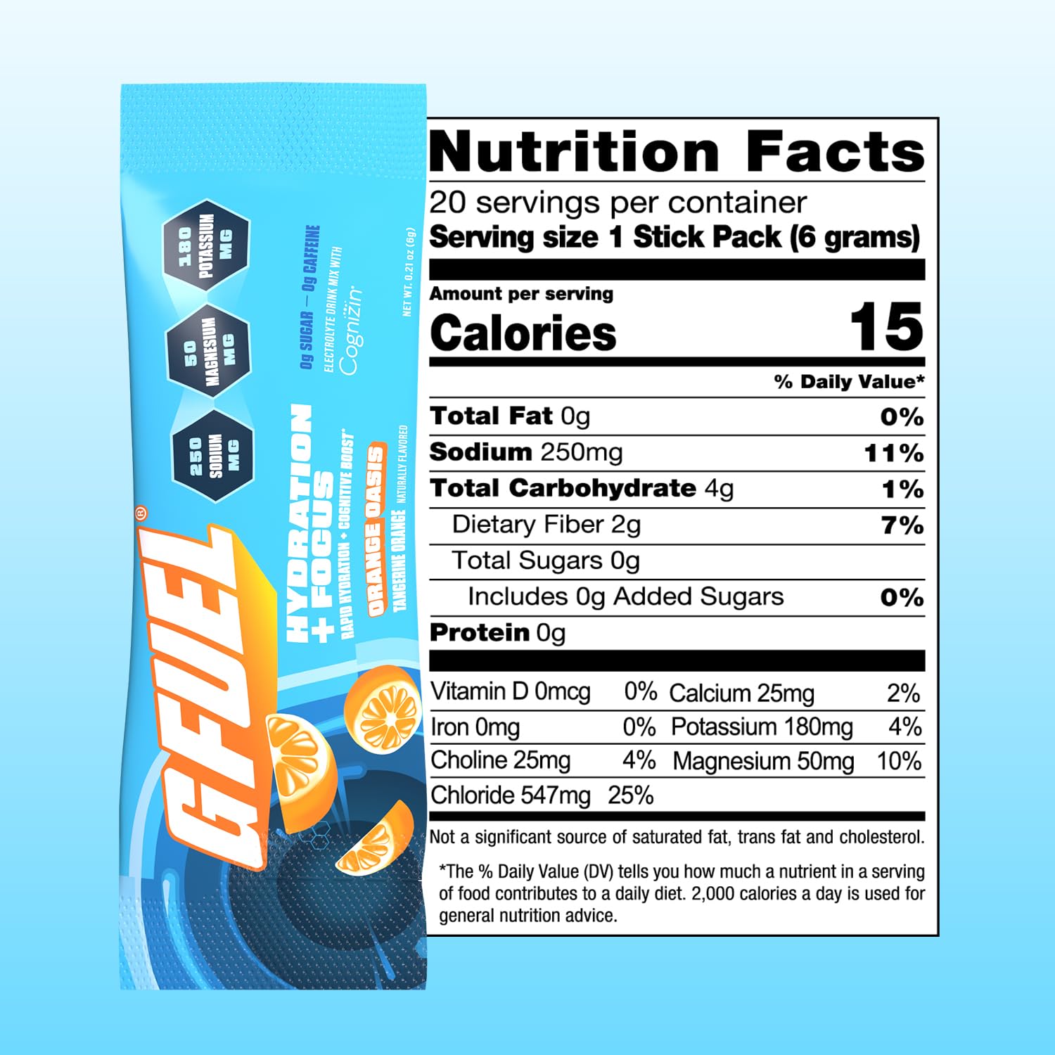 G Fuel Electrolytes Orange Oasis mix creating a bright sugar-free drink.