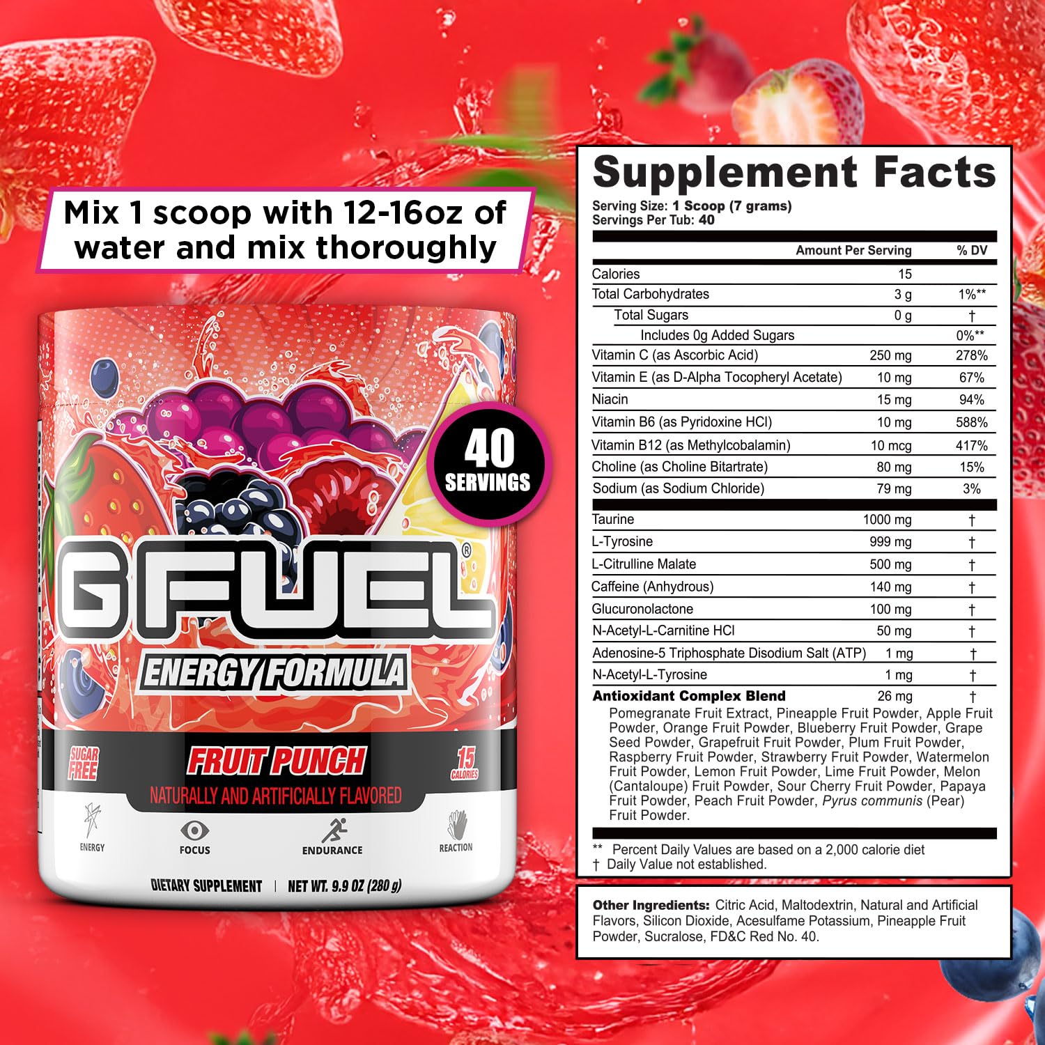 G Fuel Fruit Punch mixed drink glass demonstrates refreshing taste during study sessions