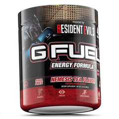 Close-up nutrition panel on G Fuel Nemesis Tea highlighting vitamins and antioxidants