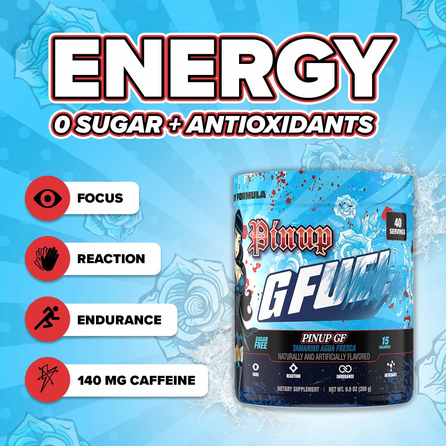G Fuel Pinup GF tamarind powder with scoop ready for pre-game focus