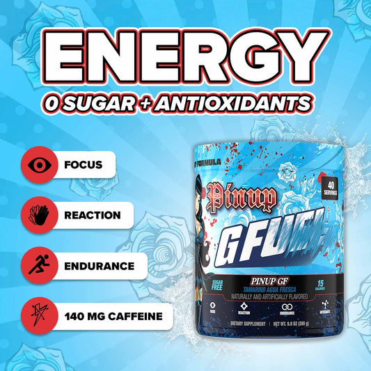 G Fuel Pinup GF tamarind powder with scoop ready for pre-game focus