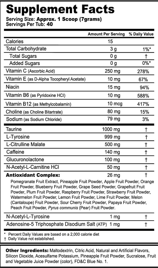 G Fuel Sage Mode label closeup emphasizes flavor and antioxidant ingredients.