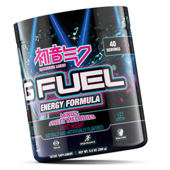 G Fuel Sweet Melodies Hatsune Miku tub front emphasizes rock candy look and clean energy