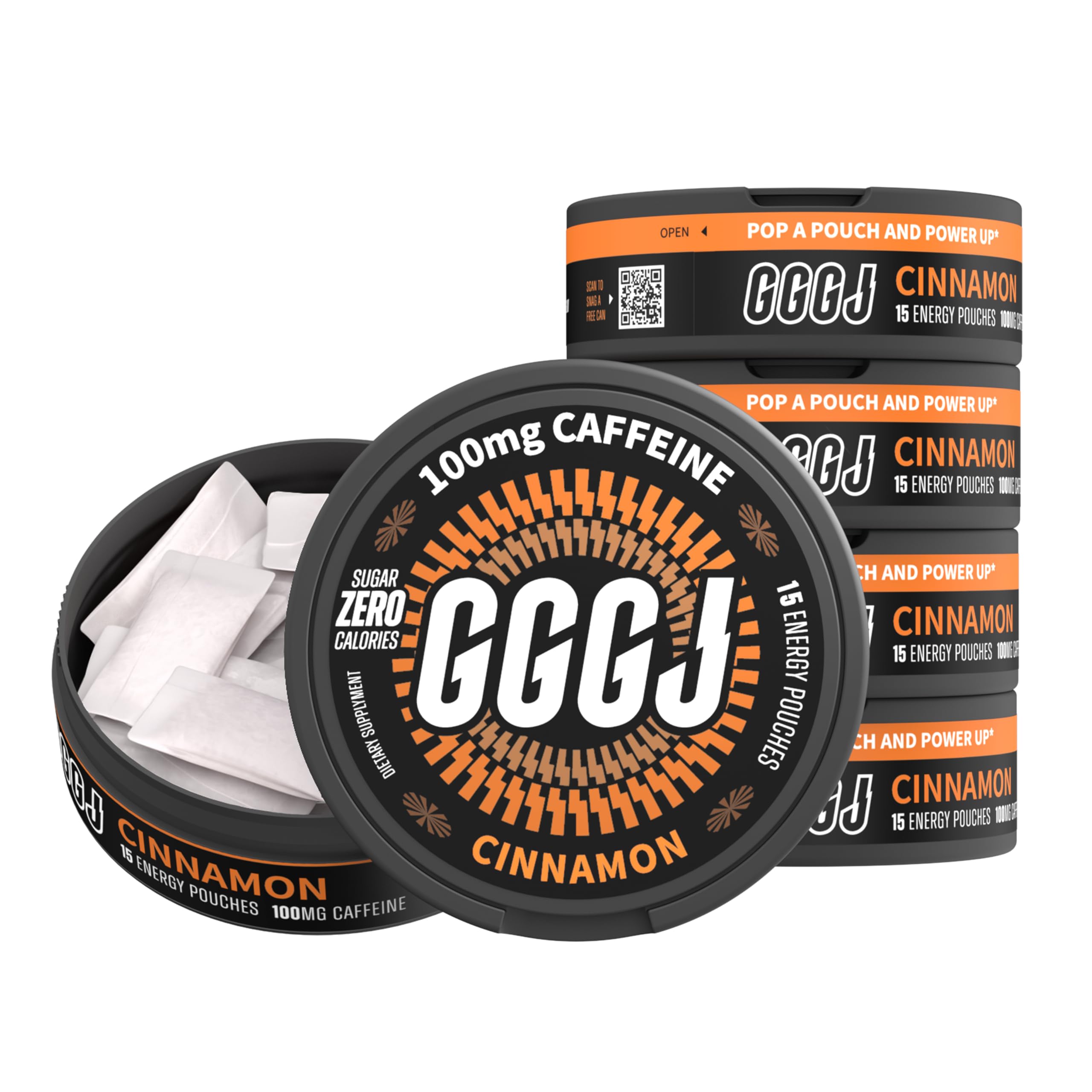 GGGJ energy pouches cinnamon can front for on-the-go focus