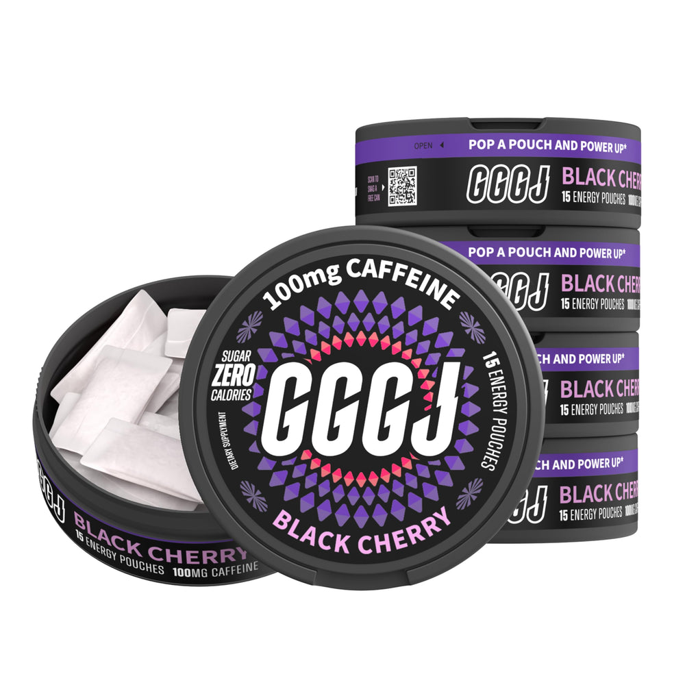 GGGJ nootropic energy pouch Black Cherry front view for sustained focus and clean energy.