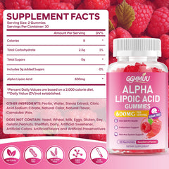 GGMMUU Alpha Lipoic Acid Gummies raspberry flavor close-up for tasty daily wellness.