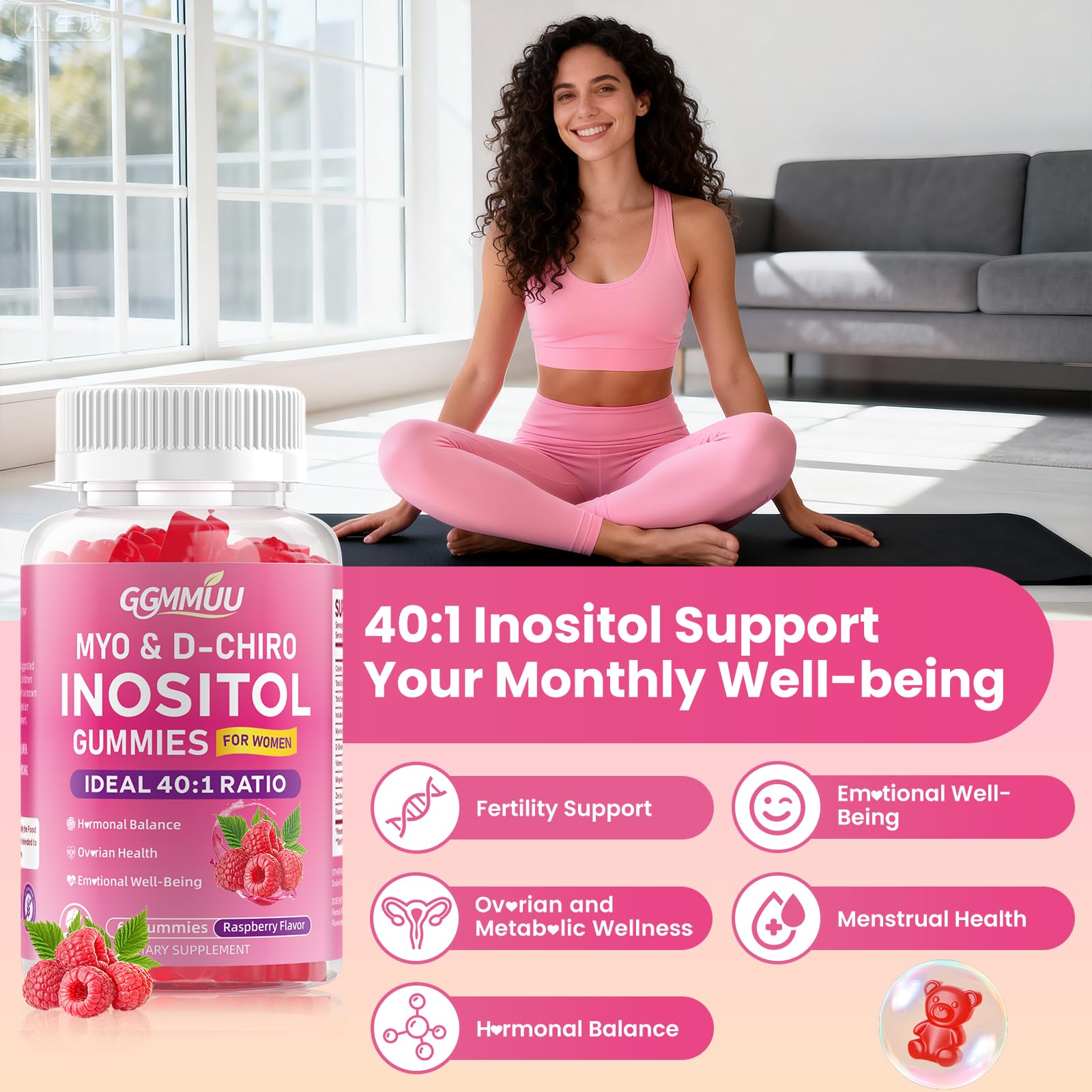 GGMMUU ingredient panel highlights myo-inositol and d-chiro inositol.