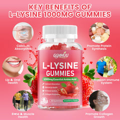 GGMMUU L-Lysine gummies strawberry flavor serving ready for daily bite