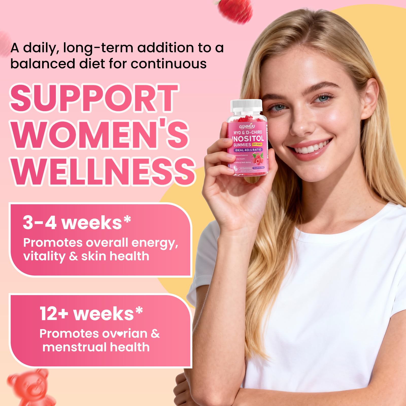 GGMMUU packaging shows a 2-bottle set with essential nutrients.