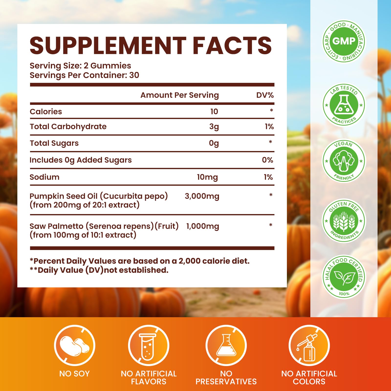GGMMUU pumpkin seed oil gummies ingredients panel highlights 20:1 extraction quality