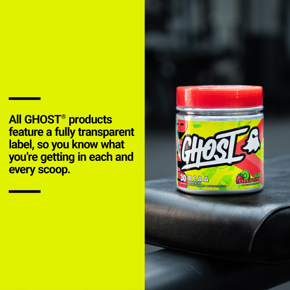 Ghost BCAA Kiwi Strawberry glass with mixed drink after training.