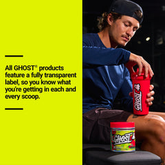 Athlete enjoys post-workout strawberry watermelon BCAA beverage.