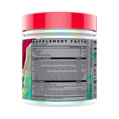 GHOST Greens Cranberry tub side label highlighting probiotic and enzyme blend for digestion