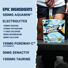 GHOST Hydration Lemon Crush dissolving in water for a refreshing sip
