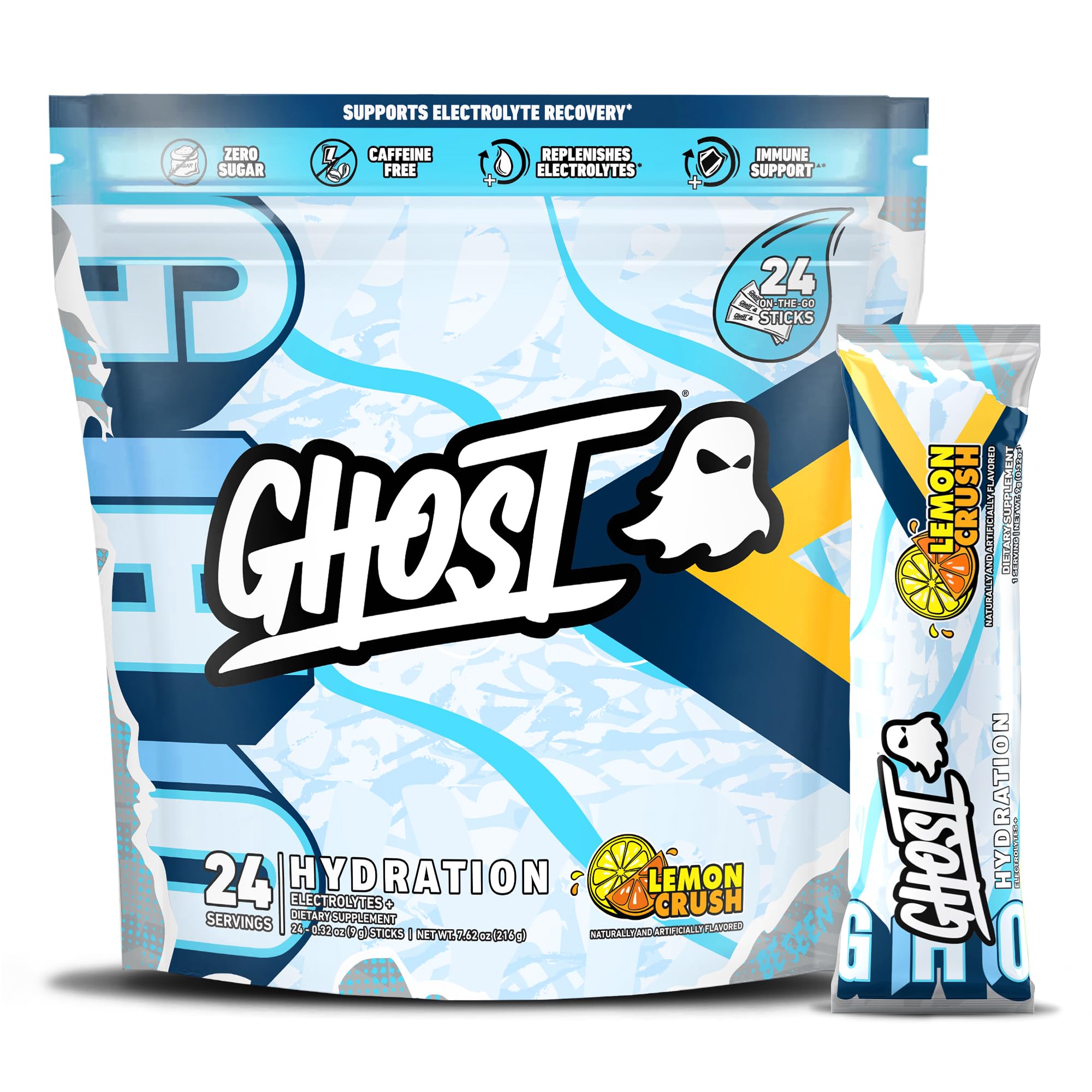 GHOST Hydration Lemon Crush stick ready for on-the-go hydration