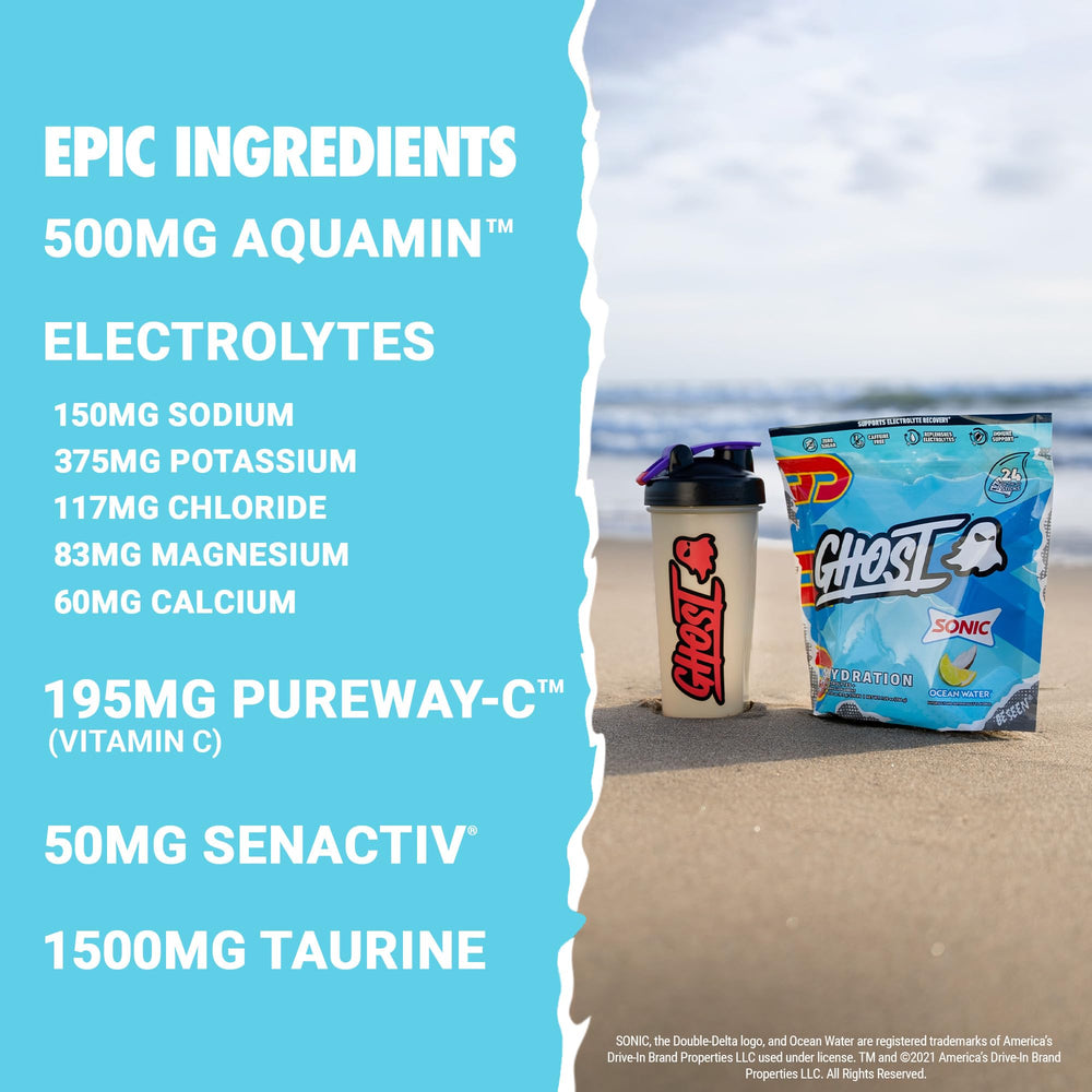 Ghost Hydration Sonic Ocean Water shaker-mix ready for workouts