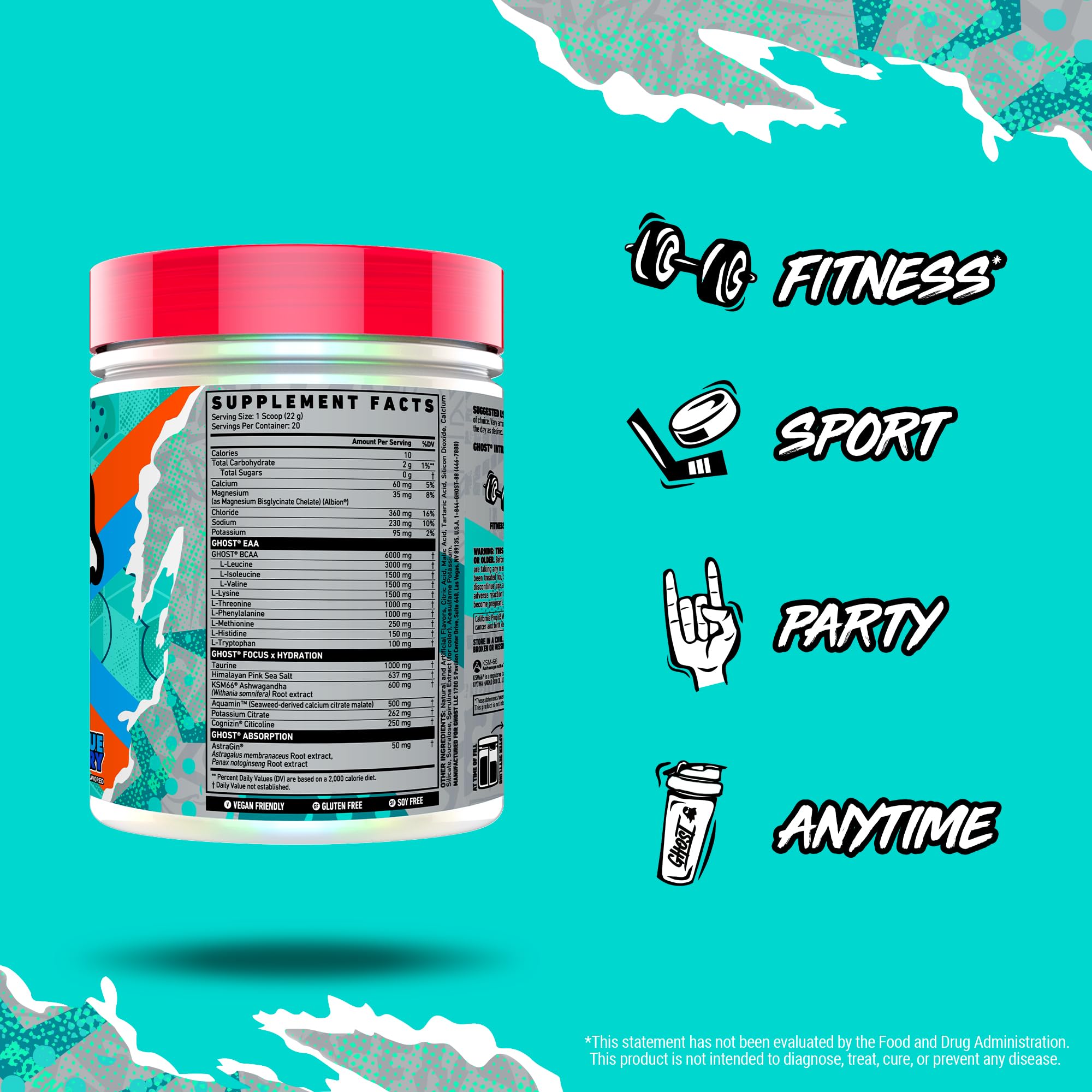 GHOST Intra Blue Raspberry powder being poured for quick hydration and smooth mixing