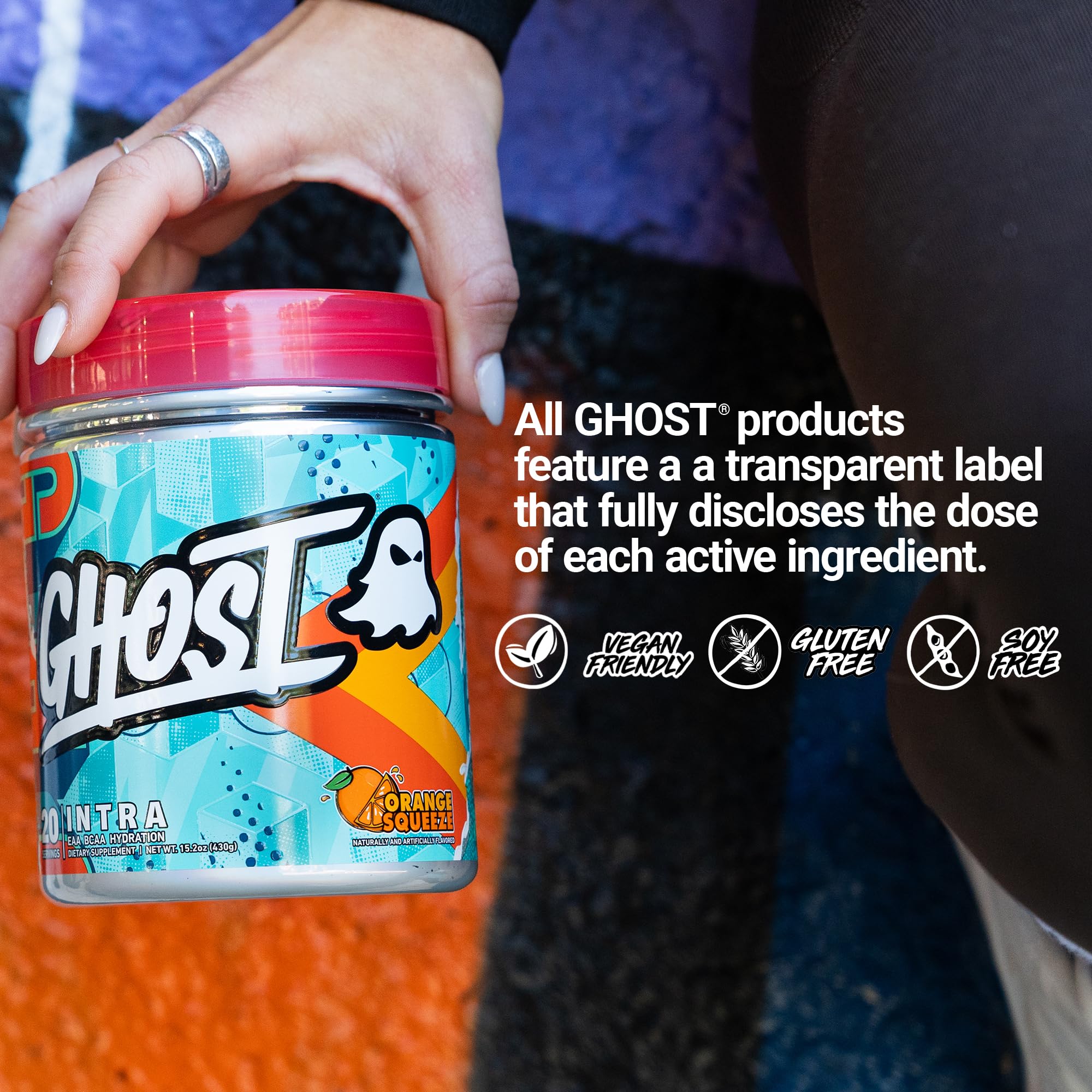 GHOST Intra Orange Squeeze with Ashwagandha and Cognizin for potential focus
