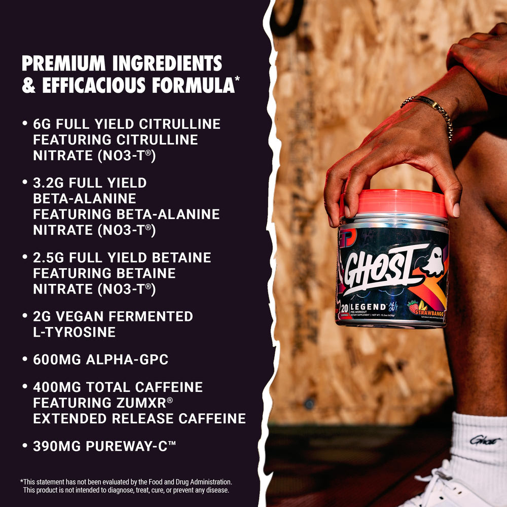 GHOST Legend All Out features 6g citrulline for potential endurance during training.