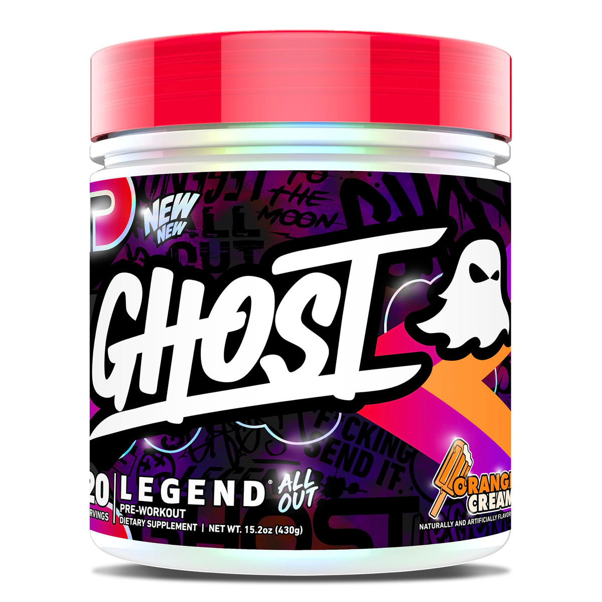 GHOST Legend All Out Orange Cream can ready for your workout with bold energy.