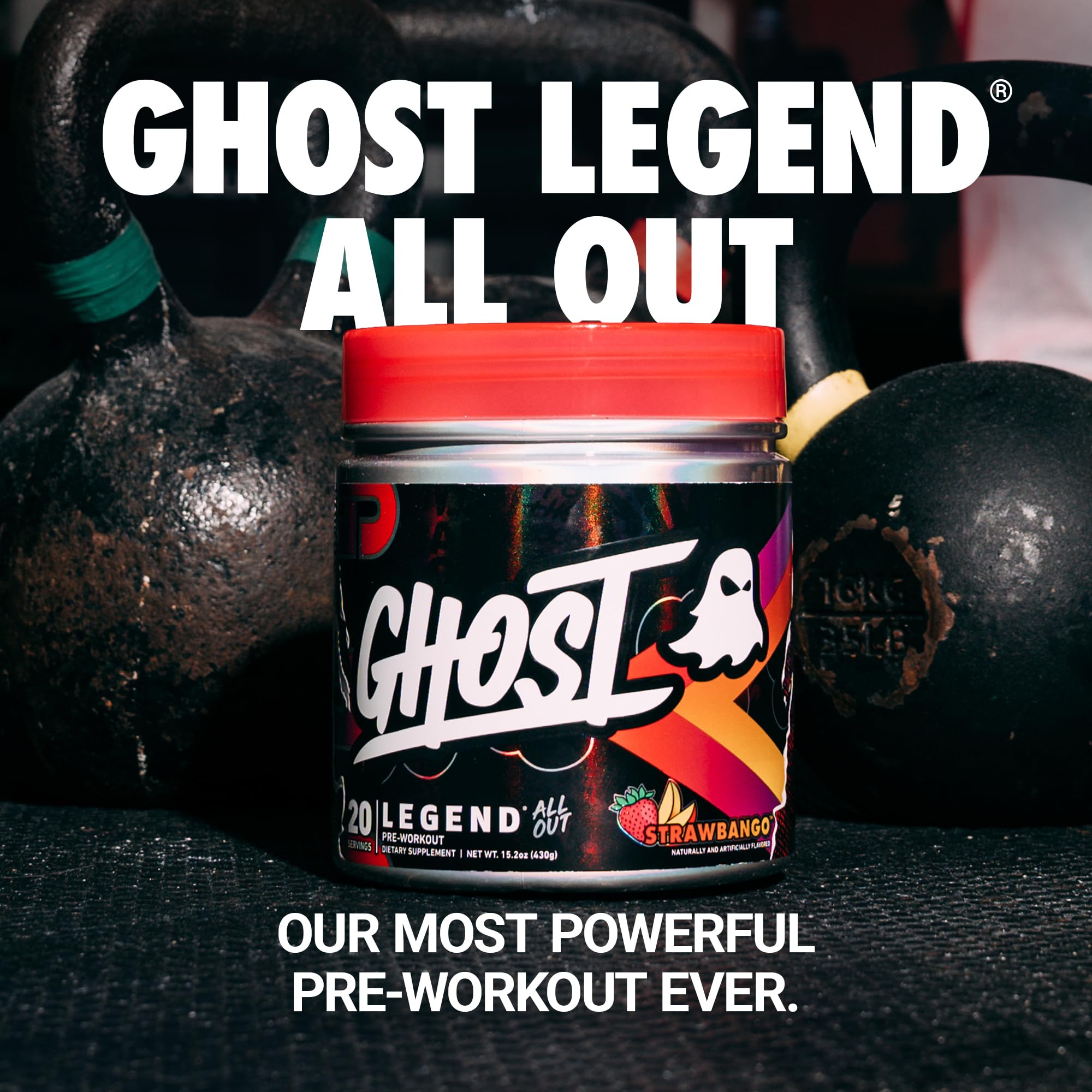 GHOST Legend All Out scoop being poured demonstrates quick mix for immediate energy.