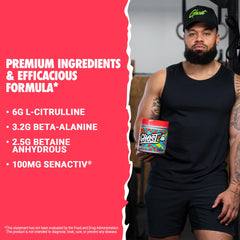 Ghost Legend powder scoop with blue raspberry flavor suggesting focus boost