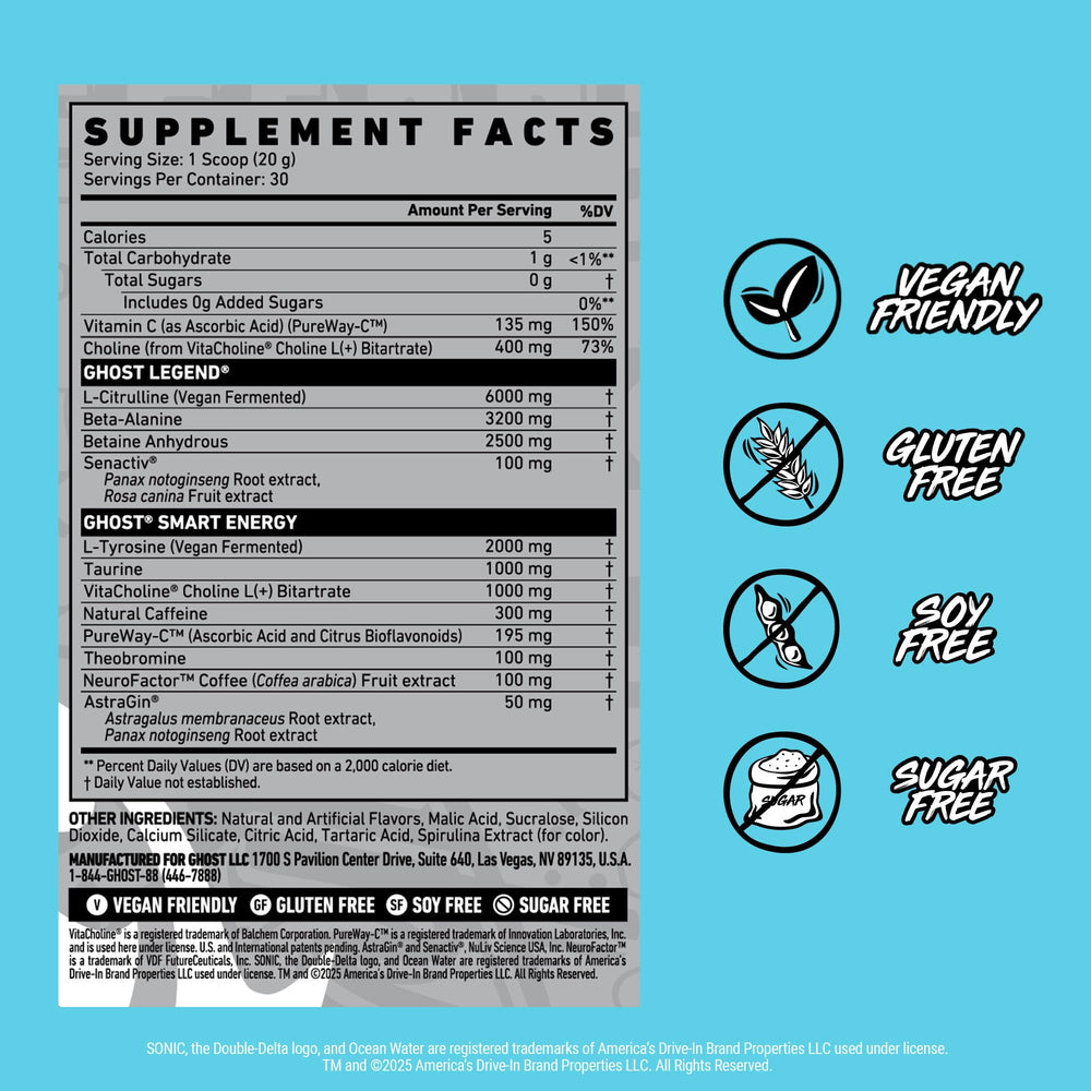 GHOST Legend pre-workout pump ingredients L-Citrulline for improved pumps