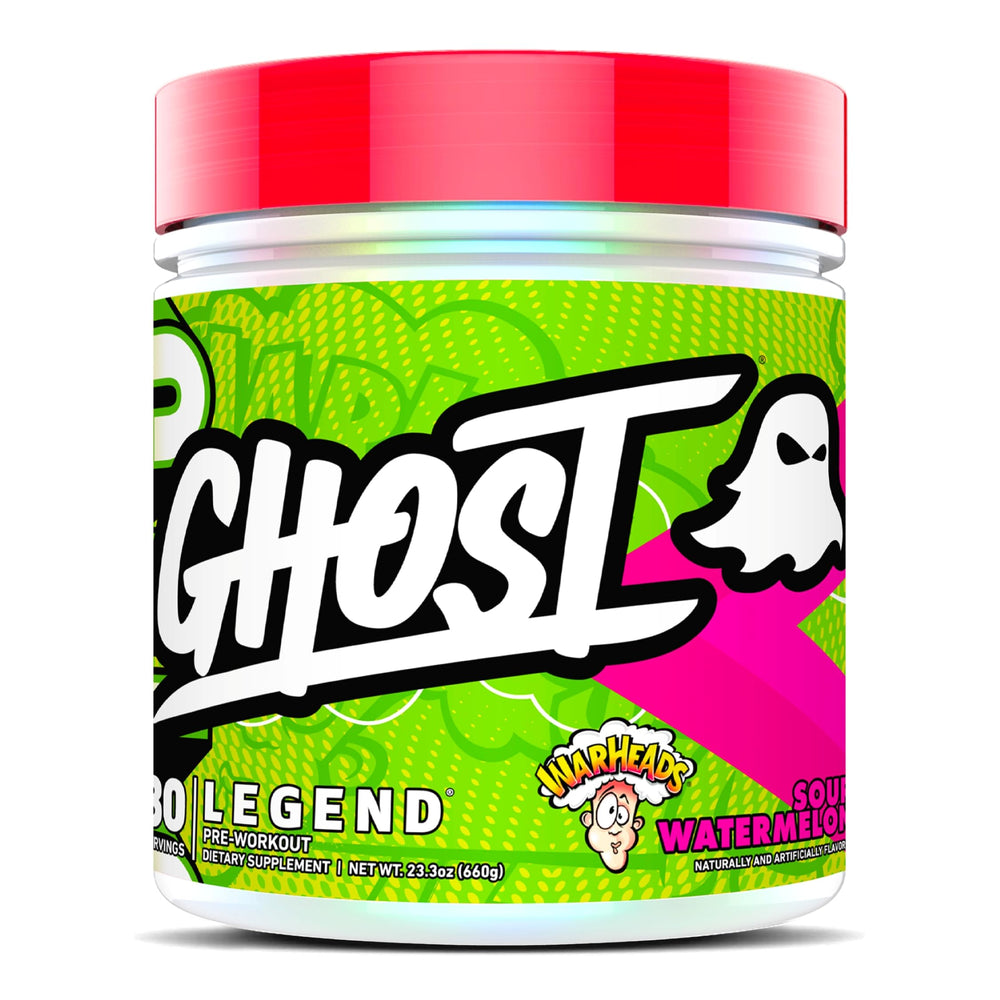 Ghost Legend Warheads Sour Watermelon bottle front showing bold pre-workout energy