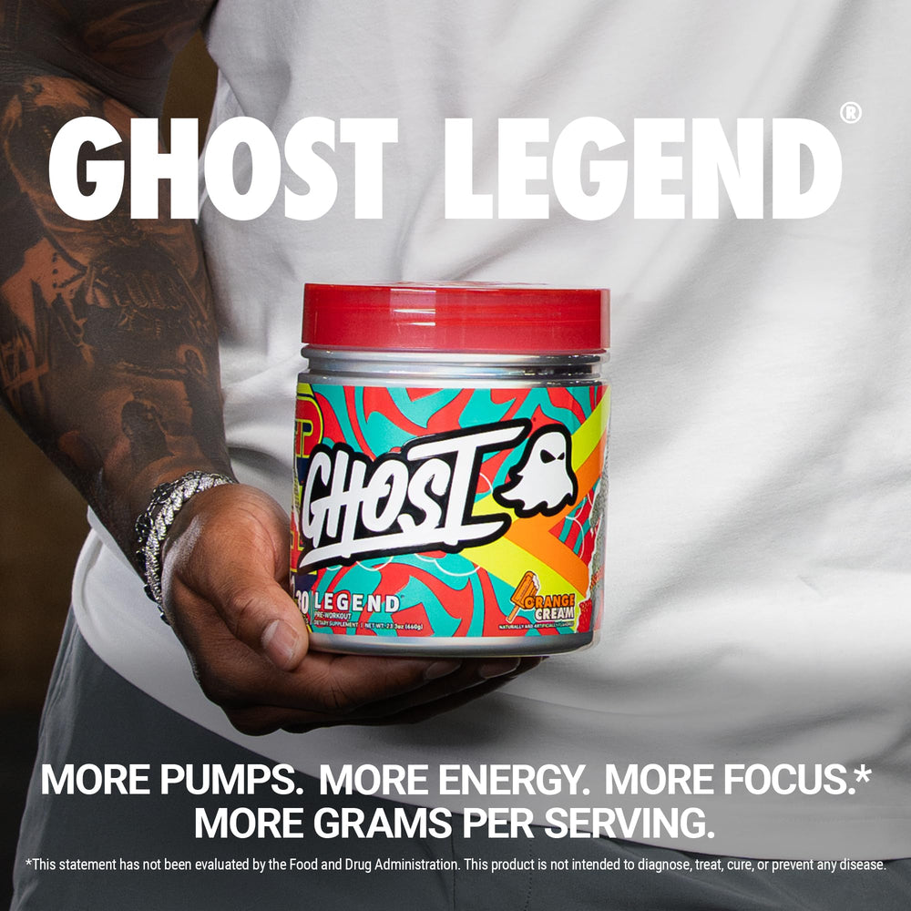 Ghost Legend scoop in glass demonstrates quick mix for focused workouts