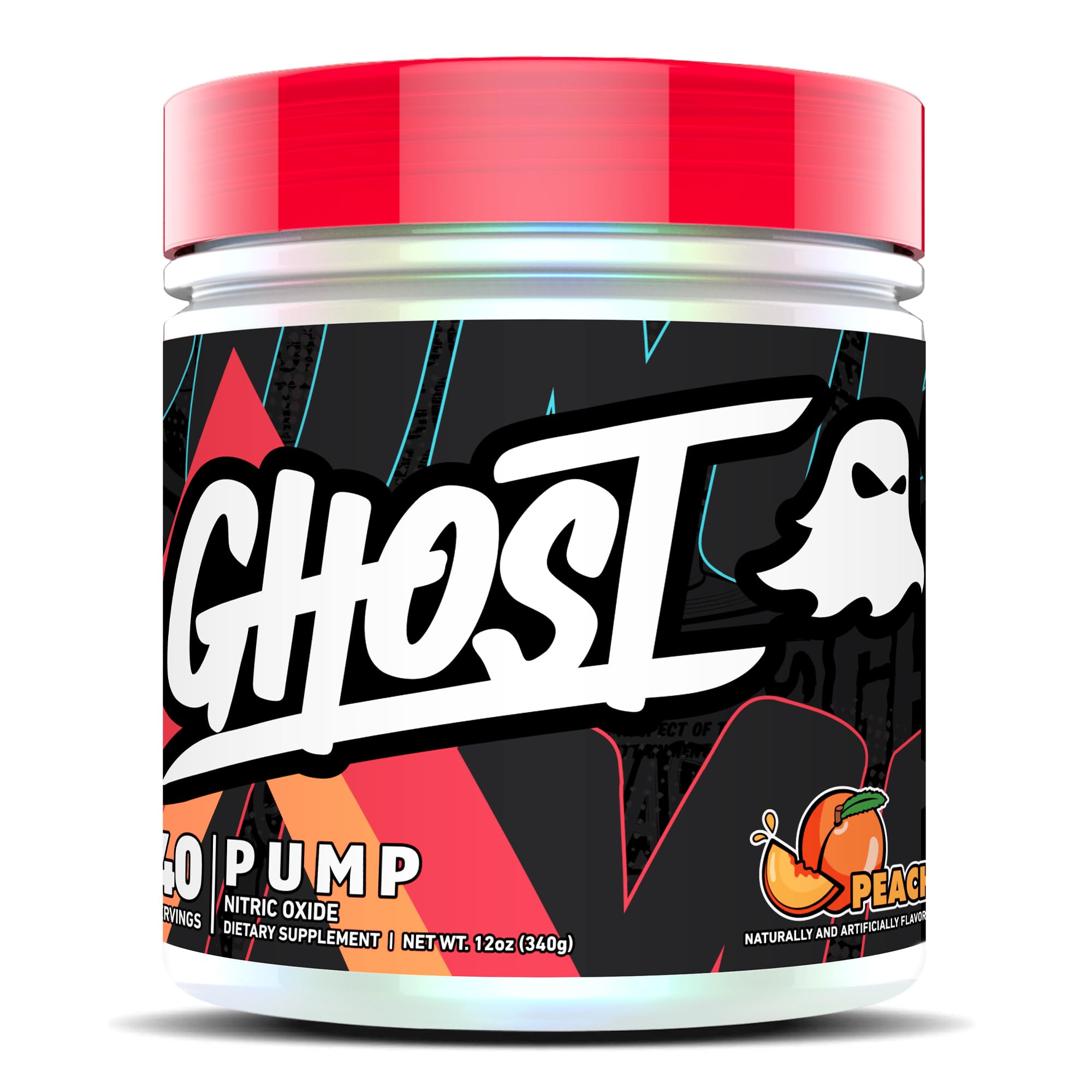 GHOST Pump Peach tub front with bold label for nitric oxide support