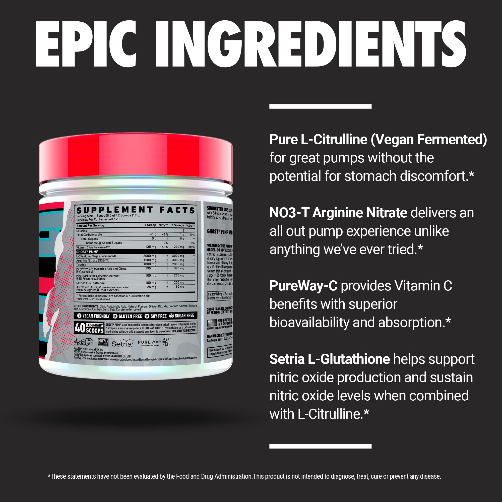 GHOST Pump Peach vegan-friendly symbol indicating vegan and allergen-friendly