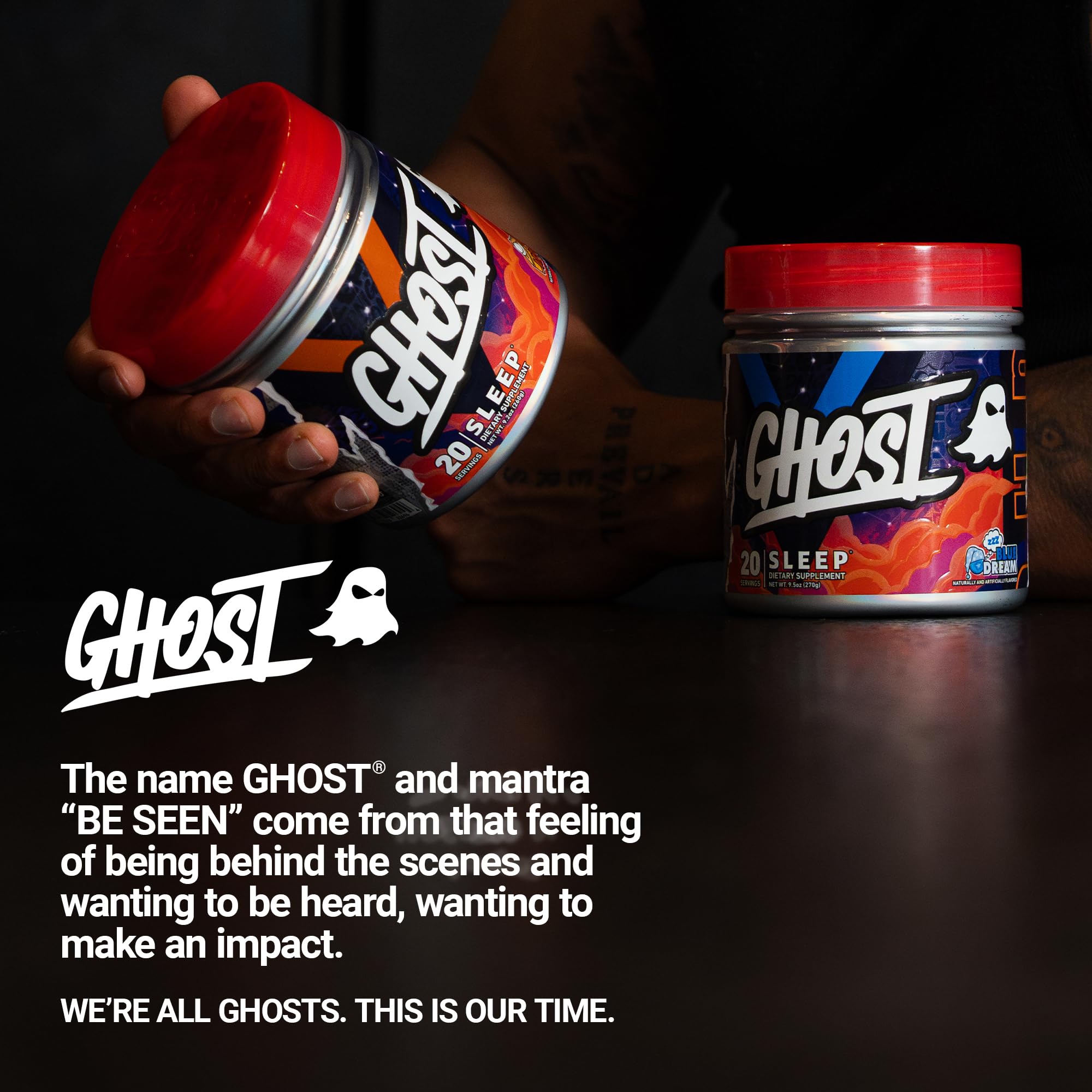 GHOST Sleep packaging on nightstand conveys quality, transparency, and rest focus