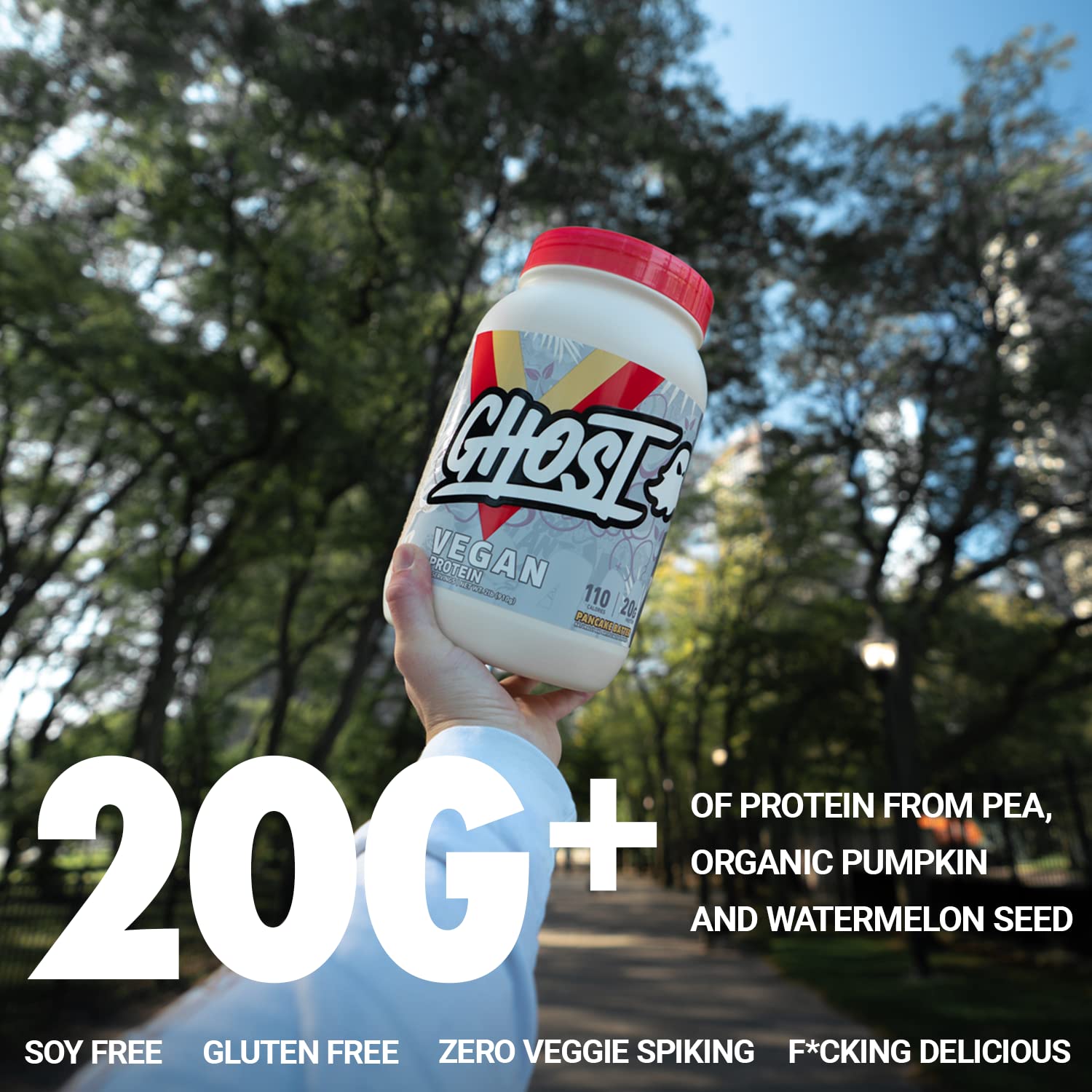 Ghost Vegan Protein Powder Chocolate Cereal Milk label shows transparent ingredient disclosure.