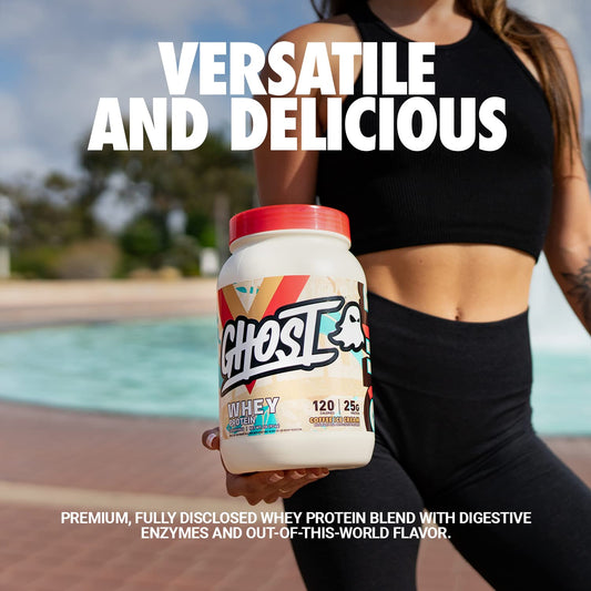 GHOST Coffee Ice Cream whey shake ready for post-workout recovery.