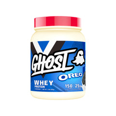 GHOST Whey Oreo with real cookie pieces for delicious post-workout fuel