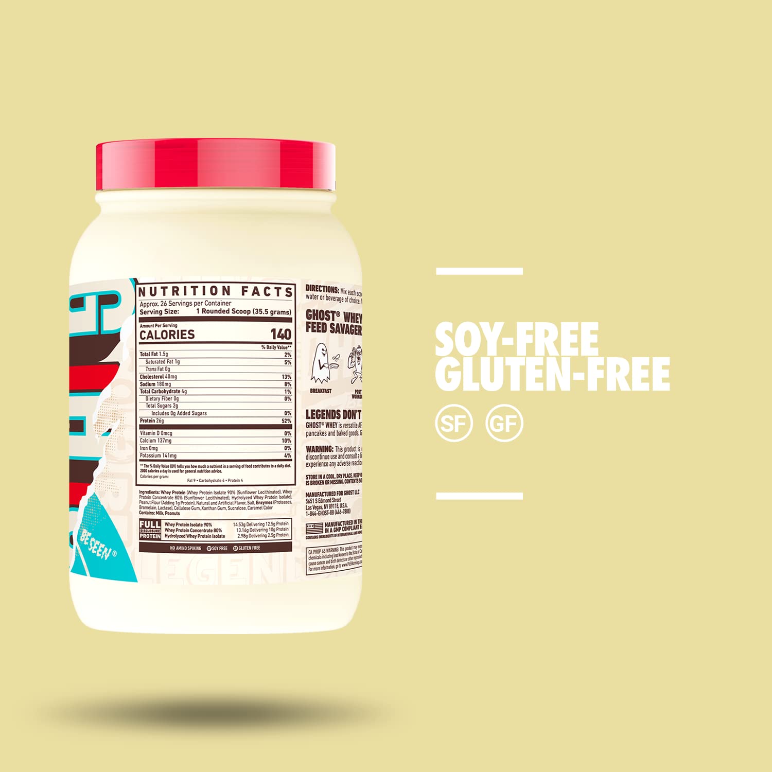 GHOST label highlights full ingredient disclosure and no blends.