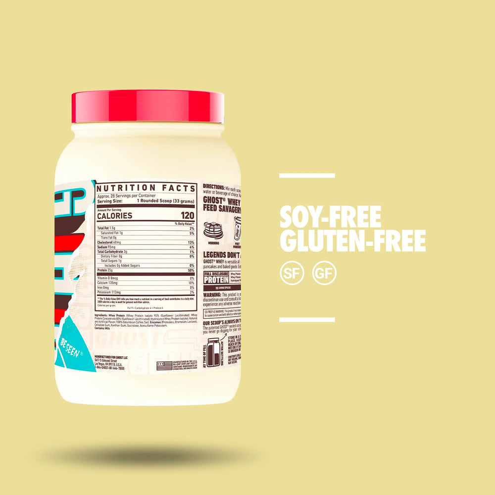 GHOST gluten-free formula with sunflower lecithin for allergen-friendly nutrition.