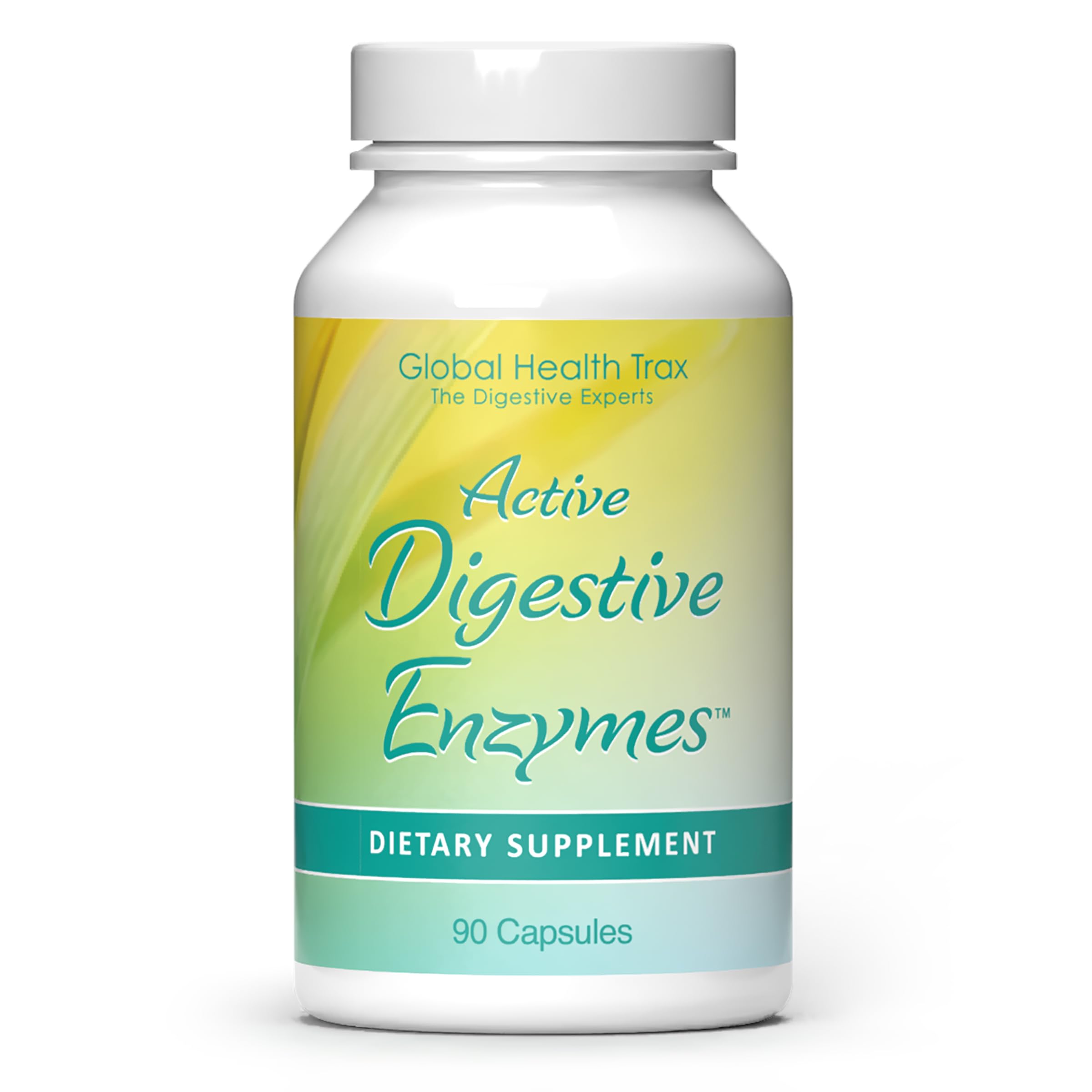 ght Global Health Trax Active Digestive Enzymes bottle supports comfortable digestion after meals.