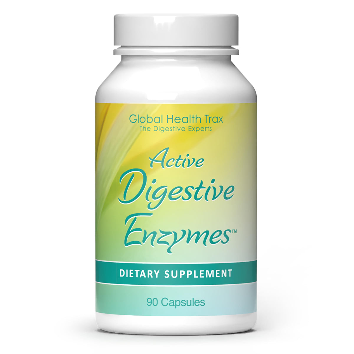 ght Global Health Trax Active Digestive Enzymes bottle supports comfortable digestion after meals.