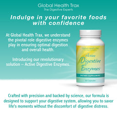 ght Global Health Trax Active Digestive Enzymes ingredient blend showcases broad digestive support.