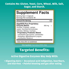 ght Global Health Trax Active Digestive Enzymes label highlights a 12-enzyme blend for gut comfort.