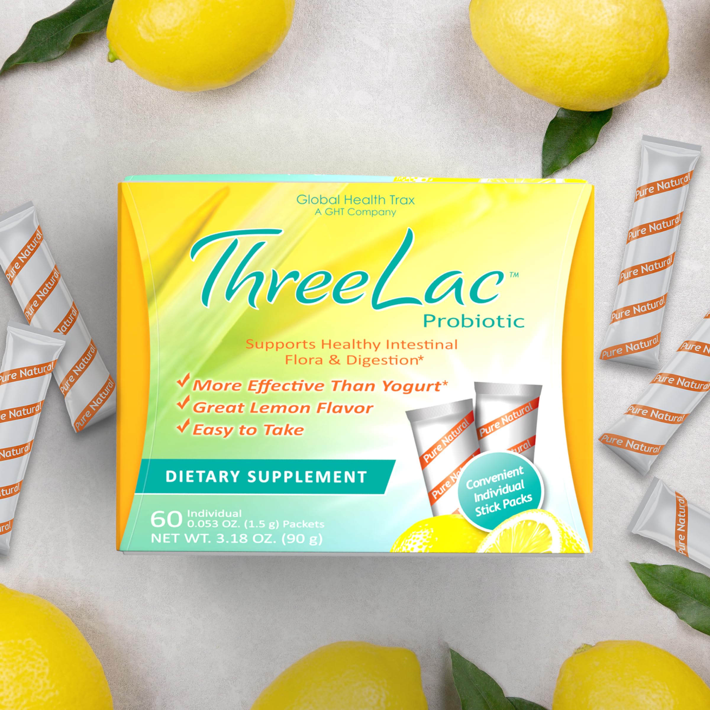Global Health Trax ThreeLac Lemon probiotic mix appeals to kids with lemon flavor
