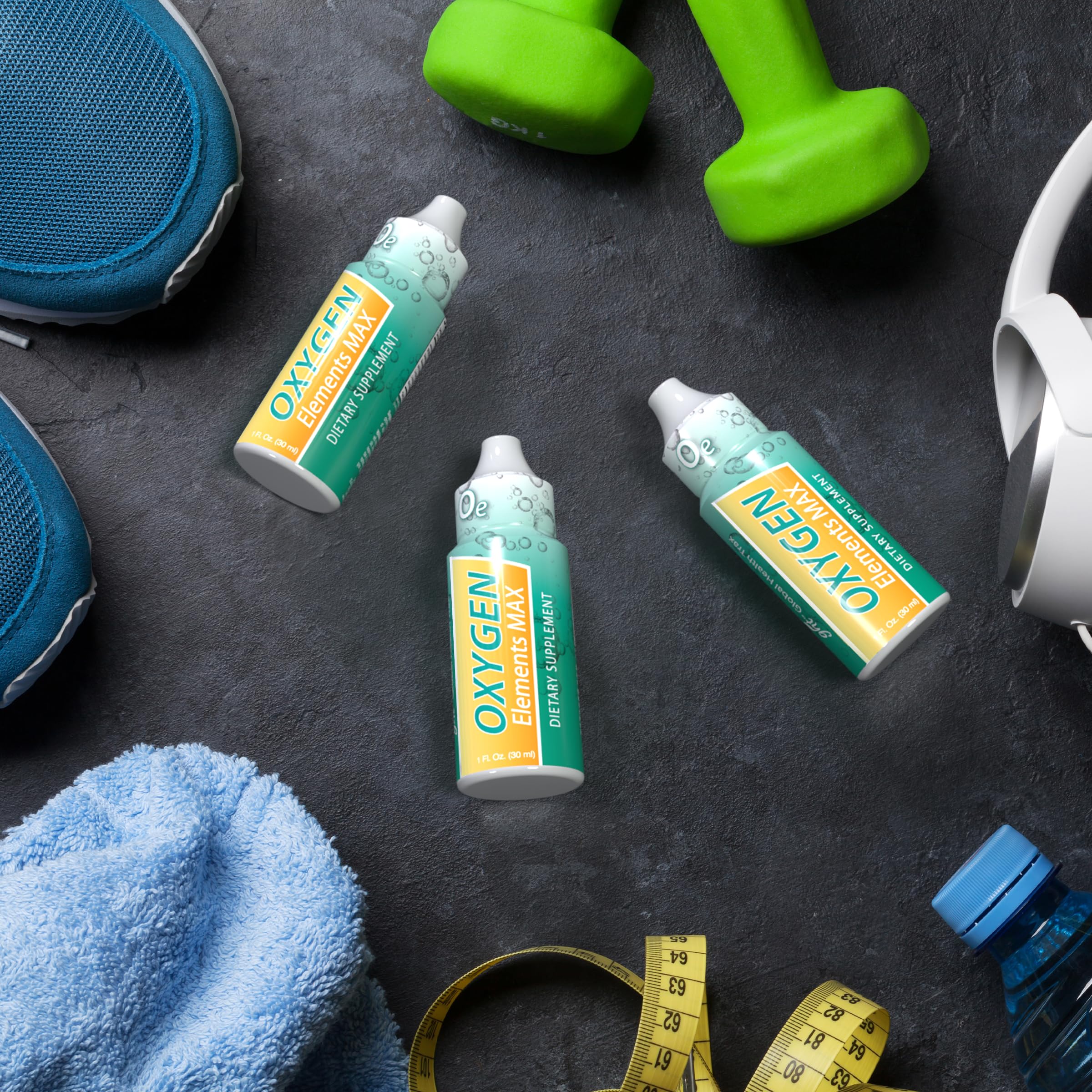 GHT Oxygen Elements Max label close-up highlighting clean, stimulant-free energy.