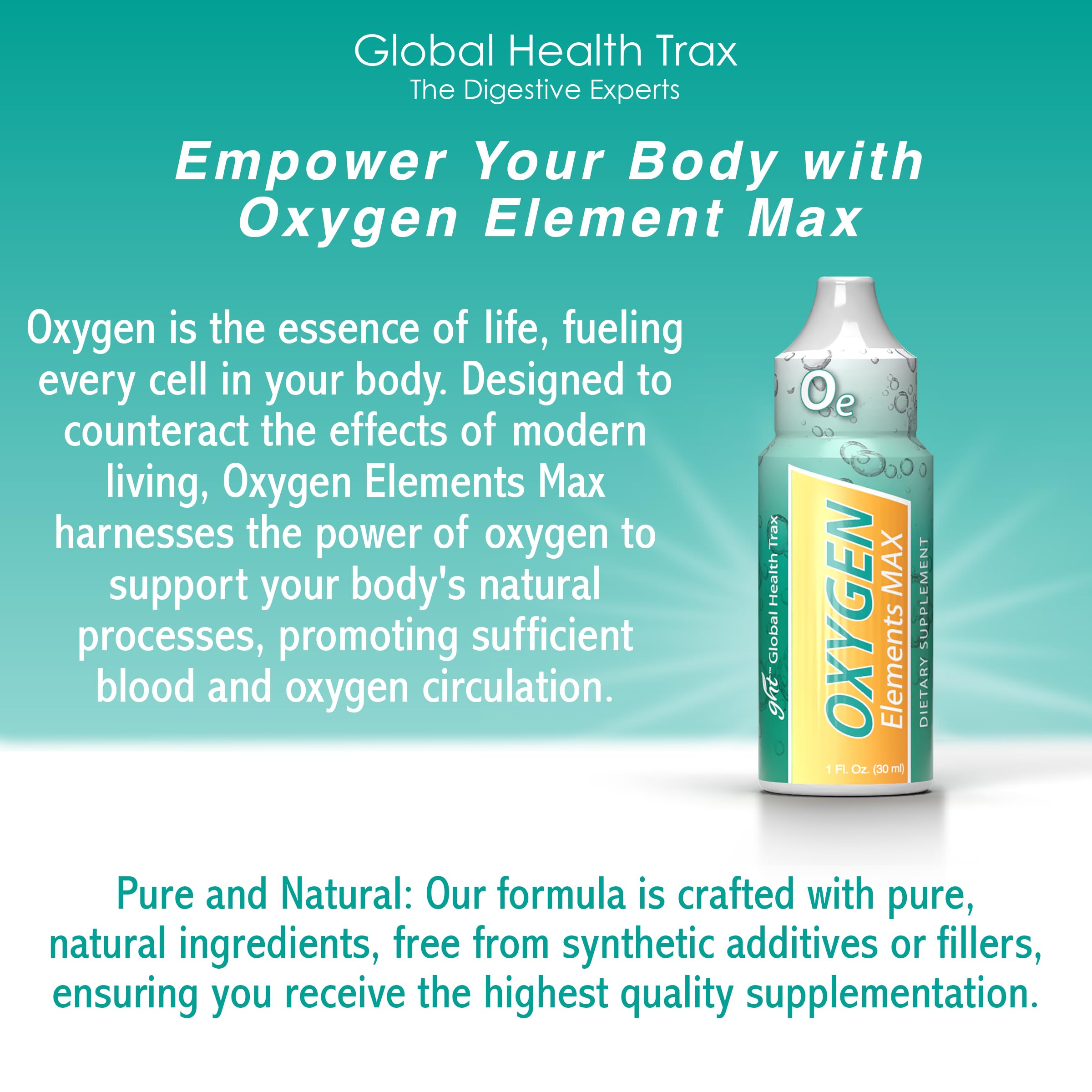 GHT Oxygen Elements Max bottle pouring drops for quick on-the-go refreshment.