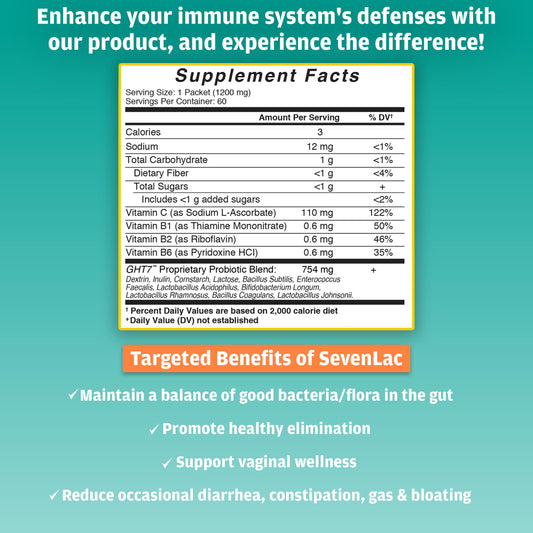 SevenLac Apple probiotic powder dissolving in water for easy blending and refreshing taste.