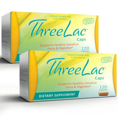 GHT ThreeLac probiotic capsules bottle front view showing family-friendly digestive support.