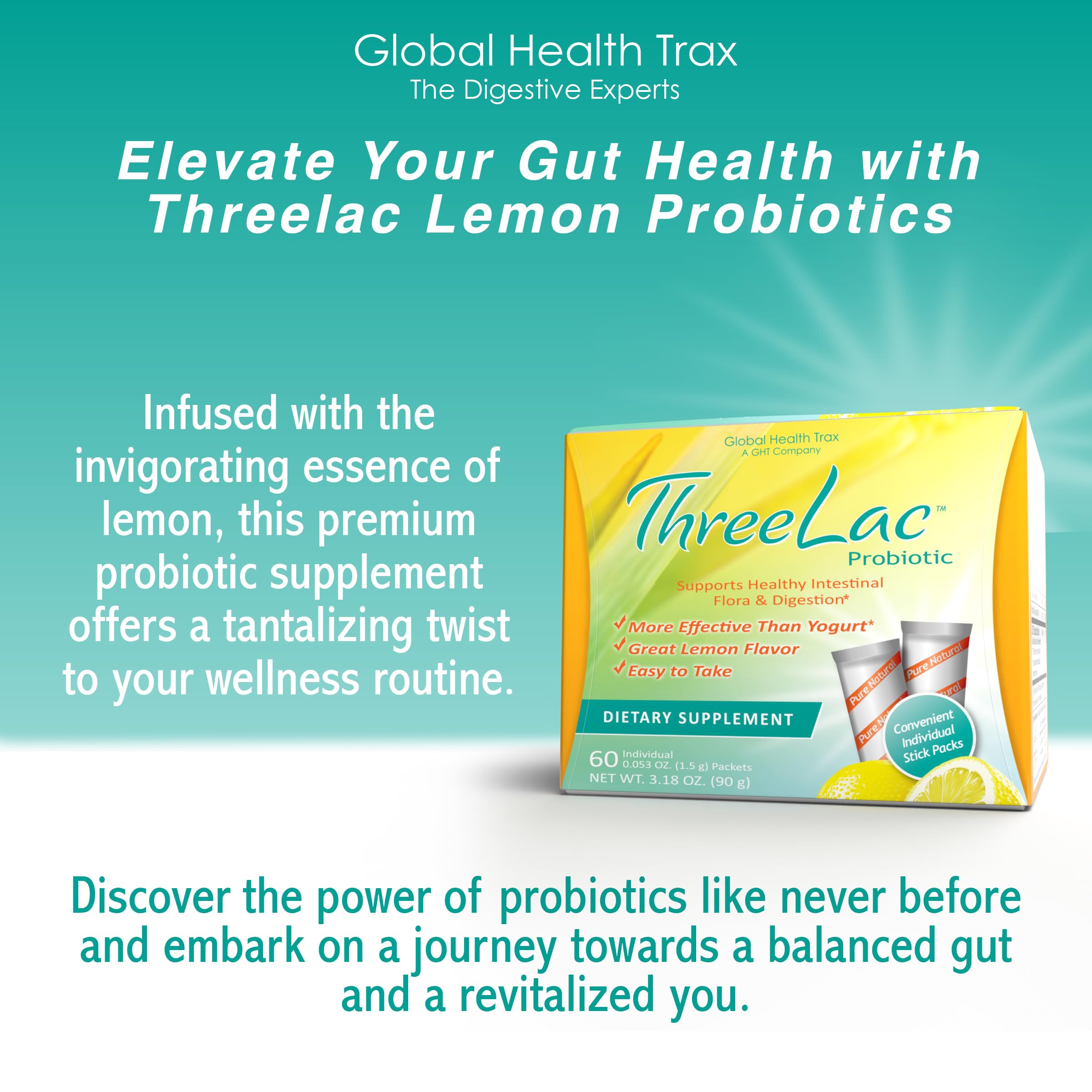 Global Health Trax ThreeLac family-use scene highlighting kid-friendly probiotic support.