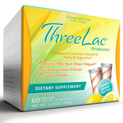 Global Health Trax ThreeLac lemon packets for easy on-the-go probiotic hydration.
